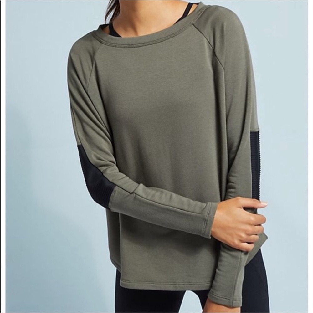 BEYOND YOGA olive green Easy Rider moto pullover sweatshirt S